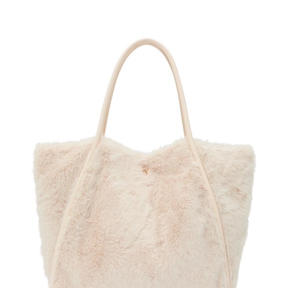 NWT Victoria's Secret Cream Faux Fur Tote